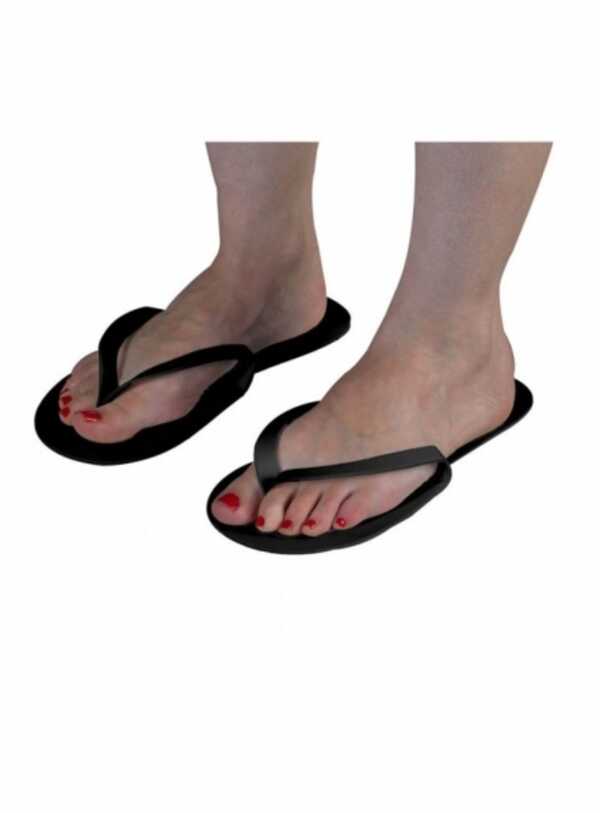 Disposable Black Flip Flops - Pack of 12