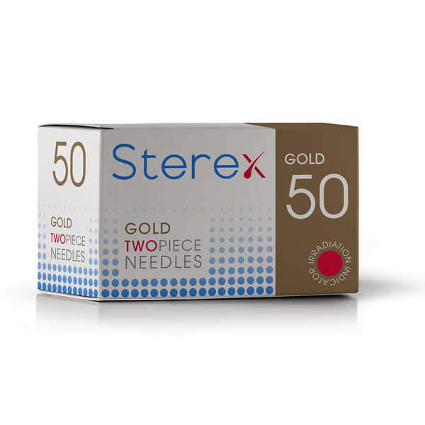 STEREX NEEDLES - GOLD TWO PIECE F4G - (BOX OF 50) - REGULAR